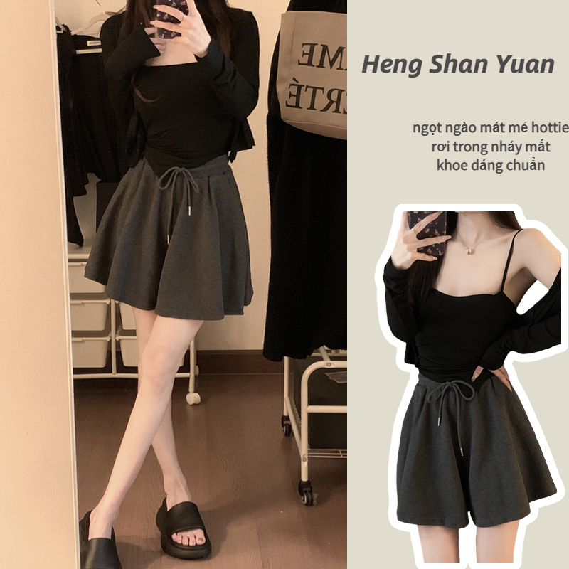 Quần Short Nữ Lưng Thun Ống Rộng Năng Động