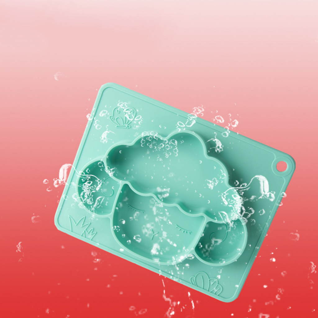 Hàng HOT TinyLand Đĩa Ăn Cho Bé Chia Lưới Hoạt Hình Động Vật Chống Trượt Silicone Trẻ Em