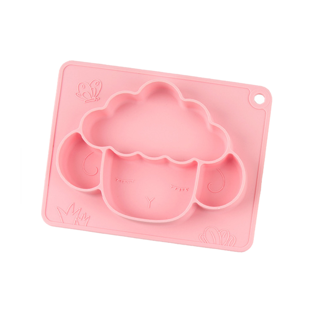 Hàng HOT TinyLand Đĩa Ăn Cho Bé Chia Lưới Hoạt Hình Động Vật Chống Trượt Silicone Trẻ Em