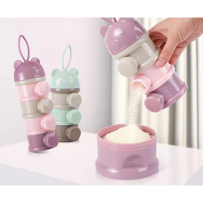 TinyLand Hộp đóng gói sữa bột xách tay cho bé đi chơi hộp sữa bột 3 lớp kín lon sữa bột cho bé hộp bảo quản sữa bột dạng lưới cmman