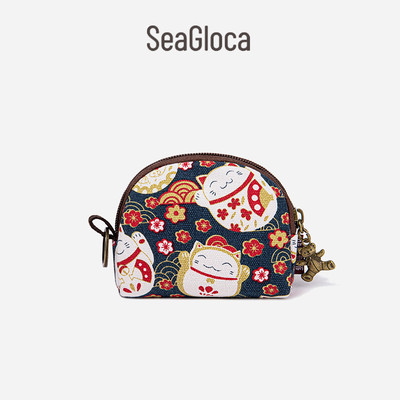 Seagloca Ví canvas họa tiết hoạt hình đáng yêu dùng đựng thẻ và tiền xu 799