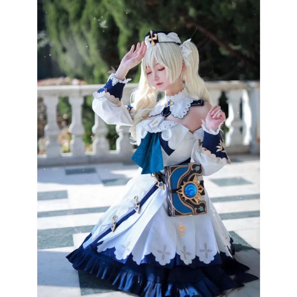 Genshin Impact cosplay Barbara plus large size Ready Stock cos Costume  wig Female Hidden Pattern Full Outfit Perfect Acting Anime Game Girl Princess Dress Halloween gifts