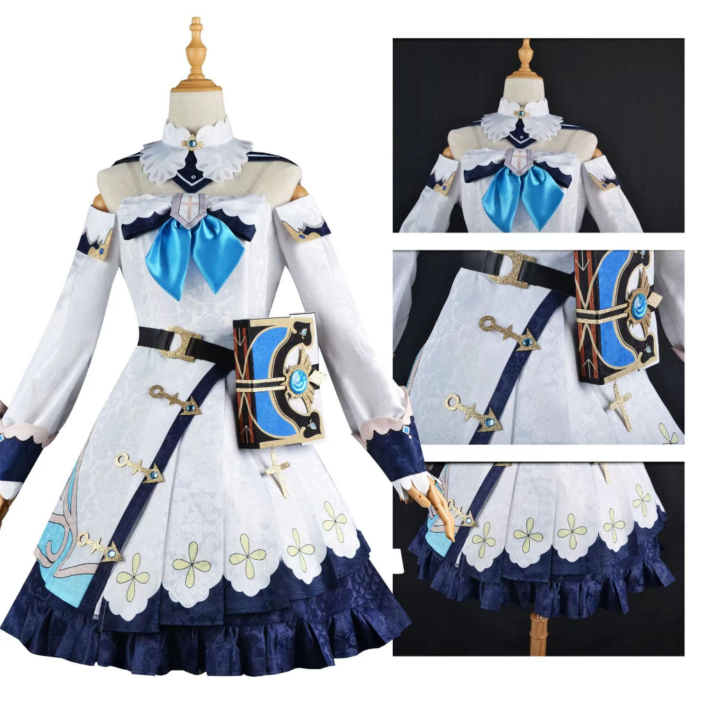 Genshin Impact cosplay Barbara plus large size Ready Stock cos Costume  wig Female Hidden Pattern Full Outfit Perfect Acting Anime Game Girl Princess Dress Halloween gifts
