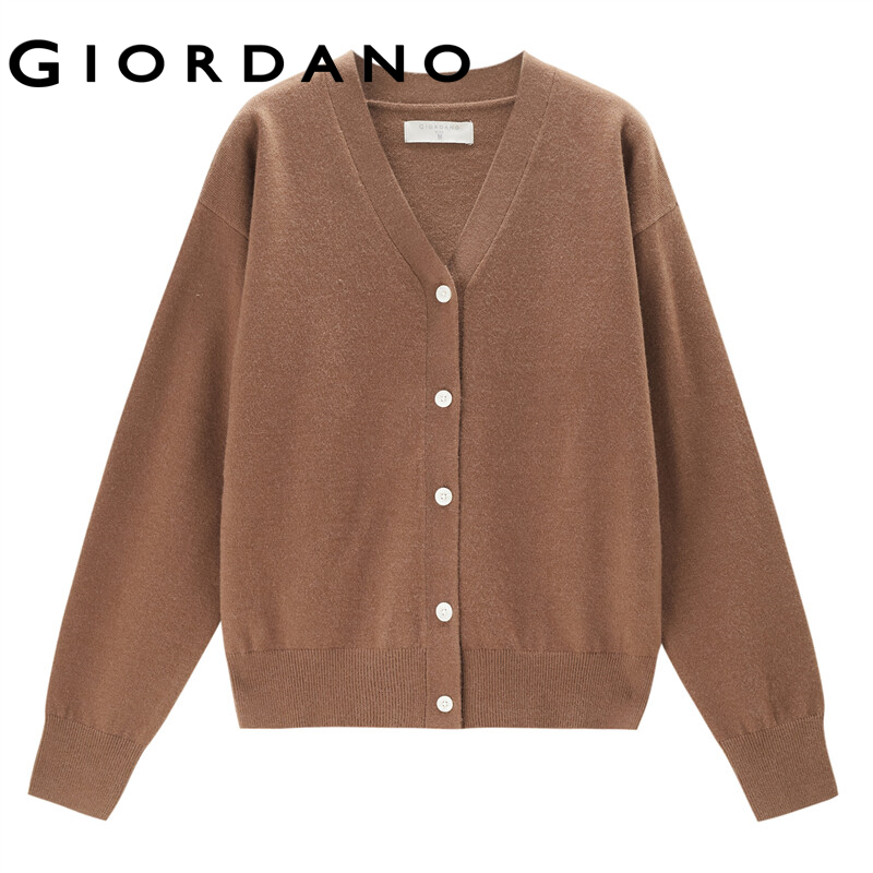 GIORDANO WOMEN Chunky v-neck loose cardigan 13353870