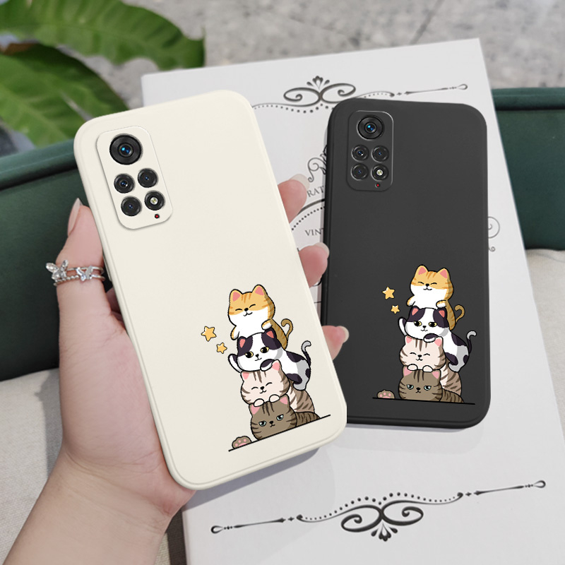 Ốp Điện Thoại Hình Mèo Xếp Chồng Lên Nhau Cho Xiaomi Redmi Note 11S 11 11T Pro Plus 4G 5G