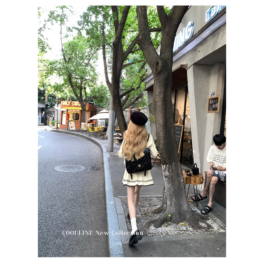 Bộ Áo Khoác Cardigan Dệt Kim + Đầm Xinh Xắn Theo Phong Cách Mùa Thu