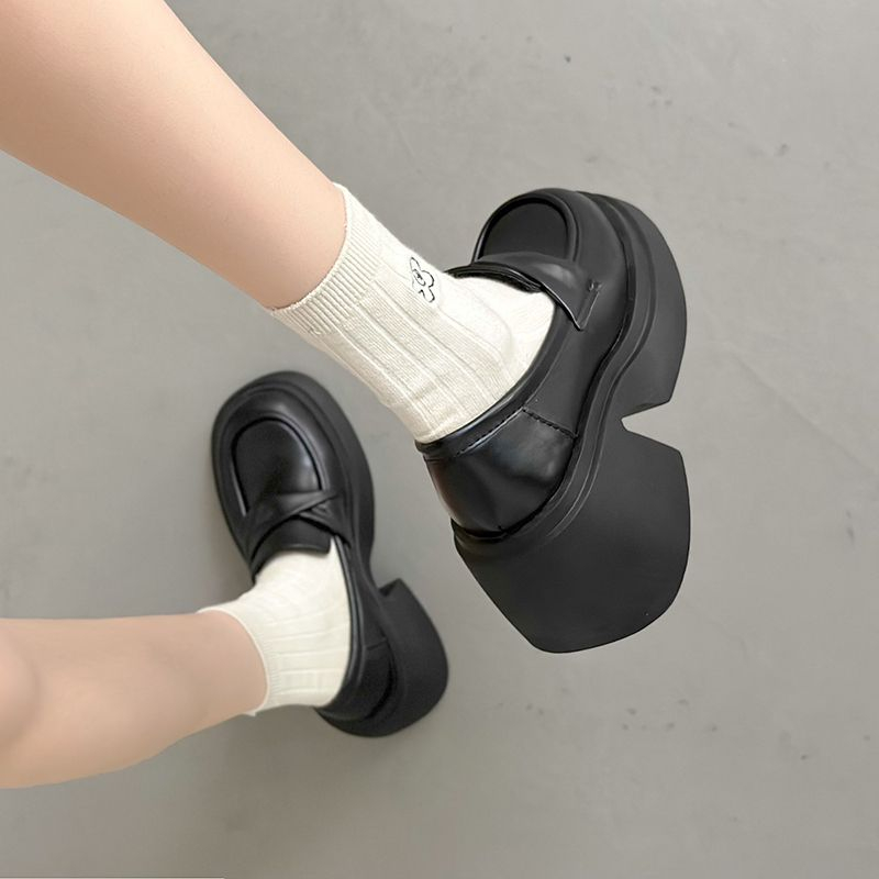 YAOLI  Giày Lười Da Đế Dày Phong Cách Anh Quốc Thời Trang Mùa Xuân 2023