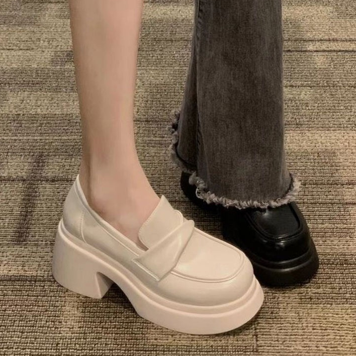 YAOLI  Giày Lười Da Đế Dày Phong Cách Anh Quốc Thời Trang Mùa Xuân 2023