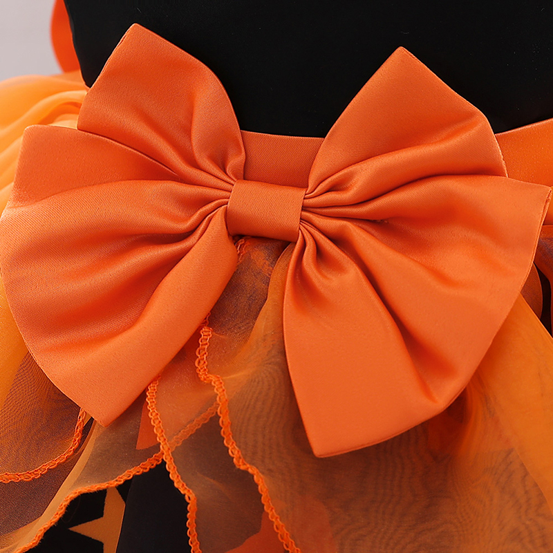 Đầm Công Chúa Họa Tiết Trái Bí Ngô Halloween Cho Bé Gái AWS028