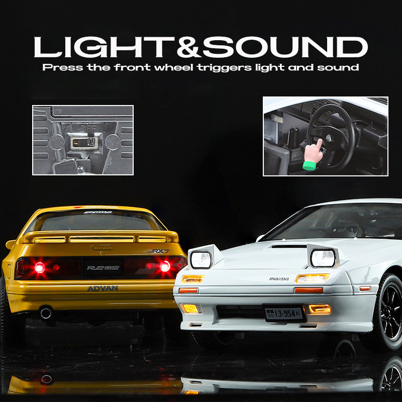 Mô Hình Xe Hơi Mazda RX7 Bằng Hợp Kim Có Đèn Và Âm Thanh Tỉ Lệ 1: 24