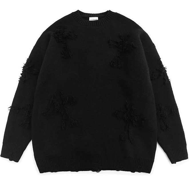 Jiashucheng Áo Khoác sweater Dày Dáng Rộng Cổ Tròn Viền Tua Rua Cao Cấp Đường Phố Mỹ Mặc Vào Mùa Thu Đông Cho Nữ