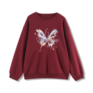Áo Sweater cotton Mỏng Tay Dài Dáng Rộng In Hình Bướm Thời Trang