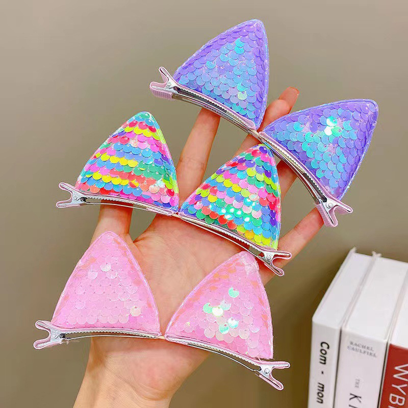 Kẹp Tóc Hình Tai Mèo Đính Kim Sa Lấp Lánh Dễ Thương Cho Bé Gái