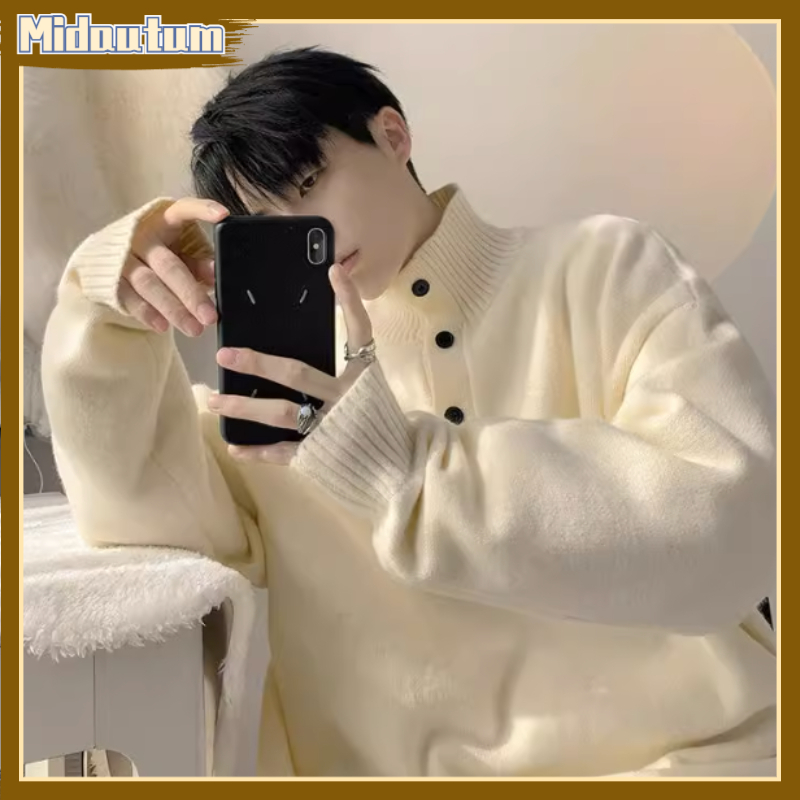 Áo Sweater Cổ Lọ Dáng Rộng Thiết Kế Mới Thời Trang Mùa Thu Đông Dành Cho Nam