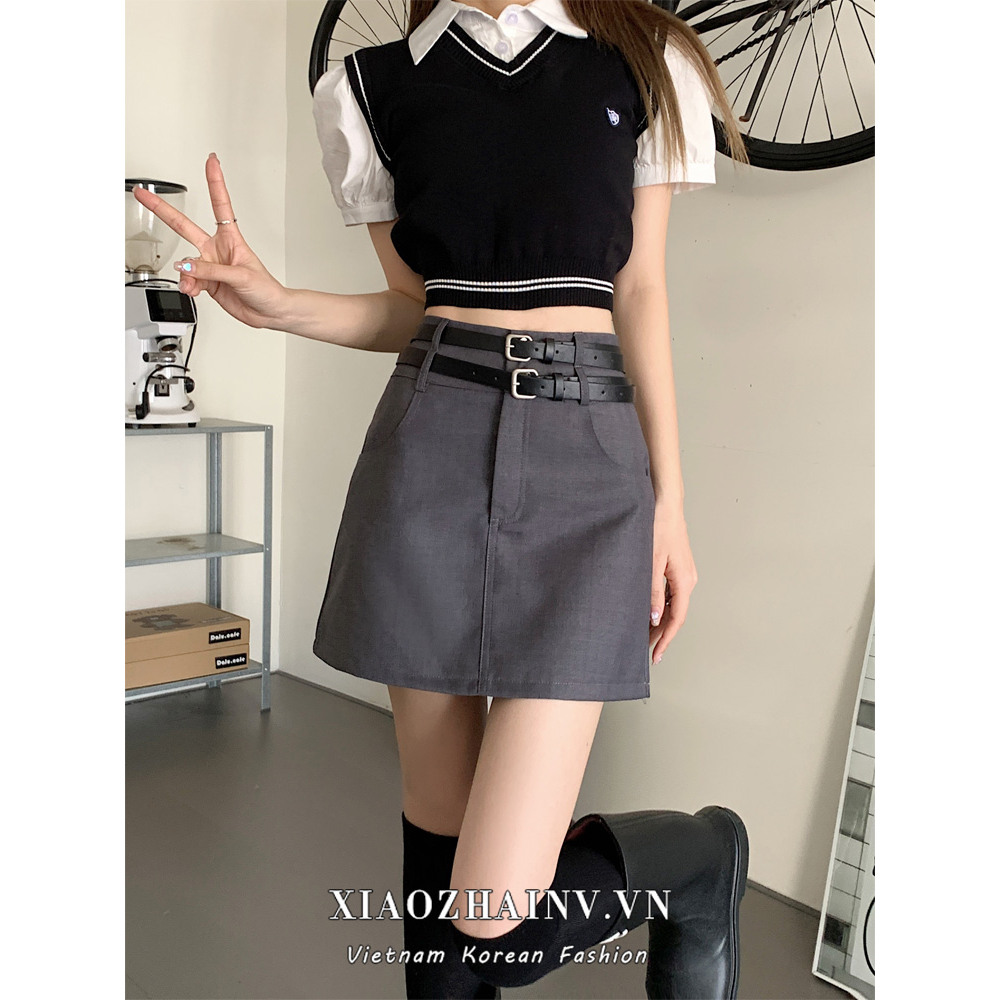Xiaozhainv Chân Váy Lưng Cao Phong Cách Mỹ Đơn Giản Thời Trang Mùa Hè Cho Nữ