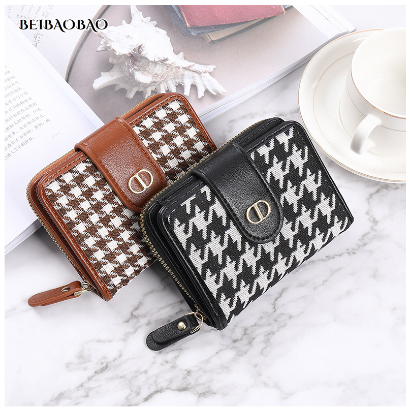 Beibao Ví Ngắn Bằng Vải Bạt Nhẹ Nhiều Ngăn Chứa Thẻ Sức Chứa Lớn Cao Cấp Thời Trang Mới Cho Nữ
