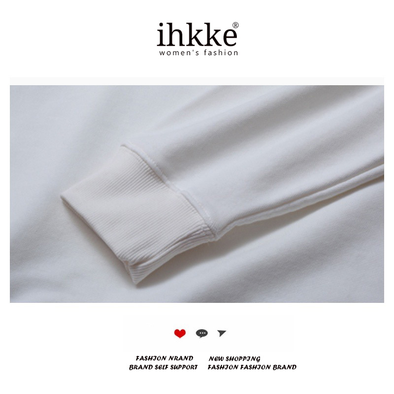 ihkke Áo Khoác Nỉ Cổ Thuyền Màu Đen 100% cotton In Hình Thỏ Thời Trang Hàn Quốc Cho Cặp Đôi