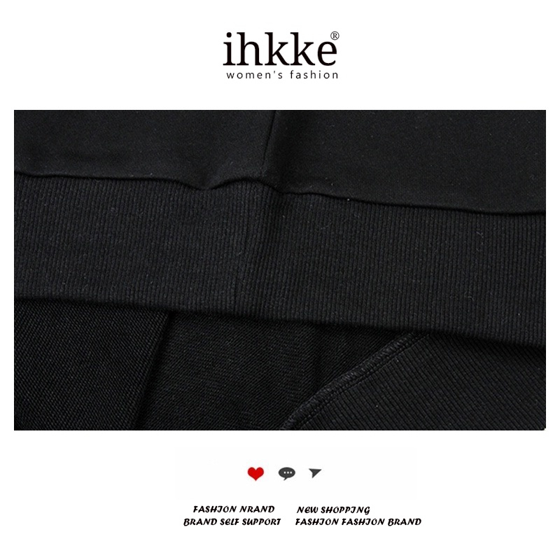 ihkke Áo Khoác Nỉ Cổ Thuyền Màu Đen 100% cotton In Hình Thỏ Thời Trang Hàn Quốc Cho Cặp Đôi