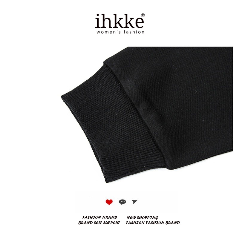 ihkke Áo Khoác Nỉ Cổ Thuyền Màu Đen 100% cotton In Hình Thỏ Thời Trang Hàn Quốc Cho Cặp Đôi