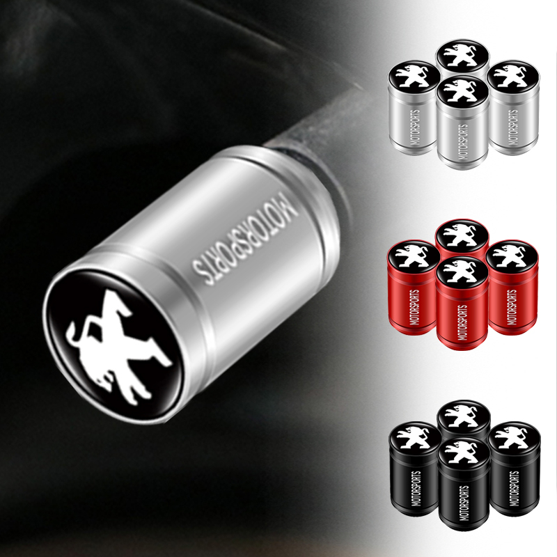Set 4 Nắp Van Bánh Xe Hơi Bằng Nhôm Chống Rò Rỉ Cho Peugeot 308 206 207 408 508 RCZ 208 3008 2008 4008