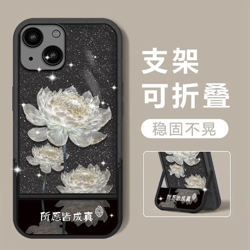 Ốp Điện Thoại Ba Màu Trong Suốt Họa Tiết Hoa Sen Pha Lê Cho Iphone 14 13Promax 12pro 11 xr xs 7 / 8plus 6s