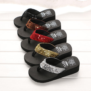 Dép đi Nữ đế xuồng cao 5cm có quai đính kim sa mùa hè thời trang cho nữ