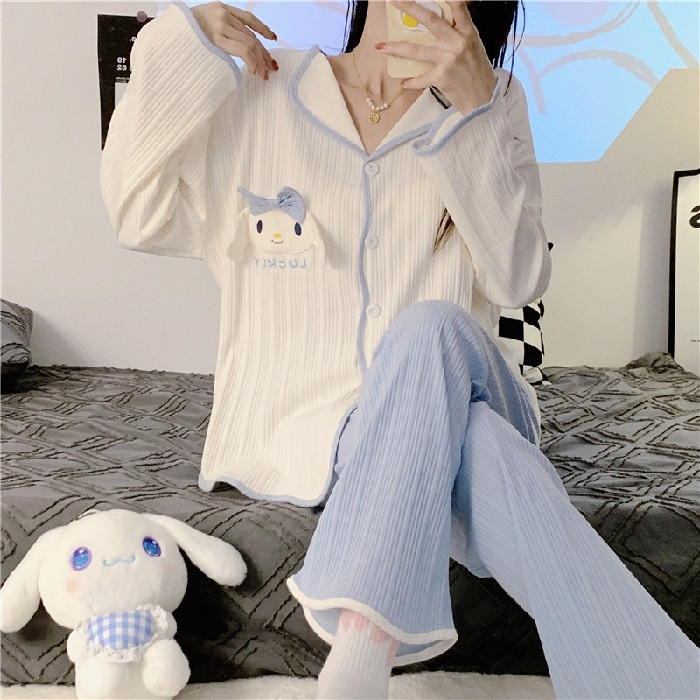 Bộ Đồ Ngủ Pijama Tay Dài In Hình Chú Chó Yugui Dễ Thương Thời Trang Xuân Thu 2023