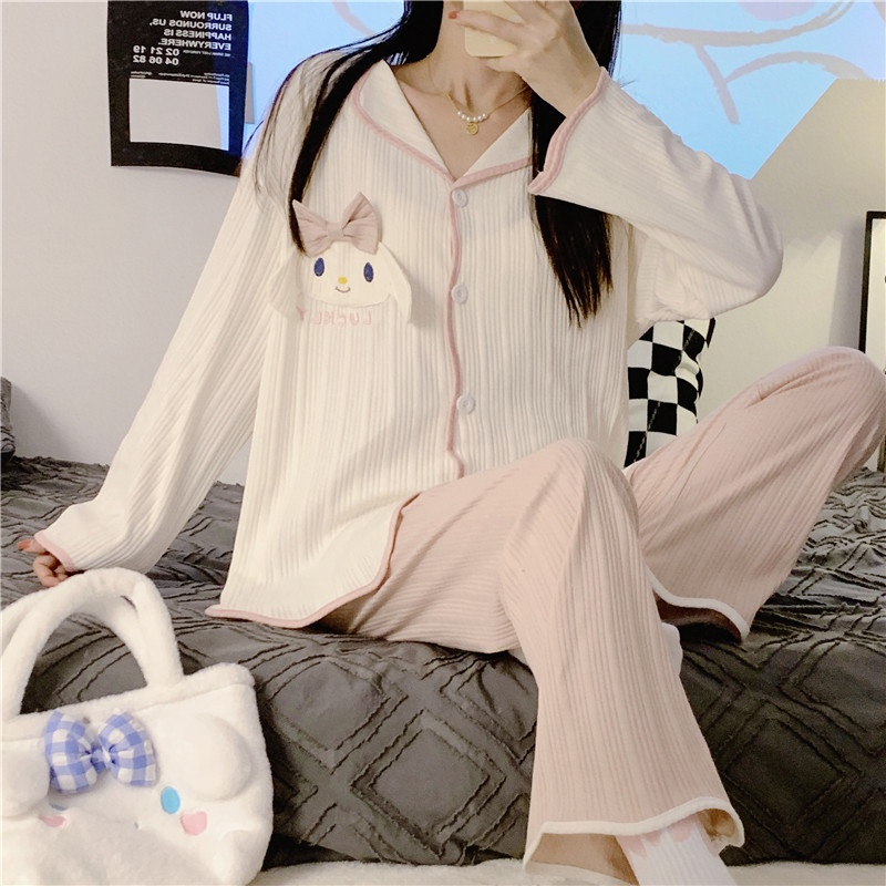 Bộ Đồ Ngủ Pijama Tay Dài In Hình Chú Chó Yugui Dễ Thương Thời Trang Xuân Thu 2023