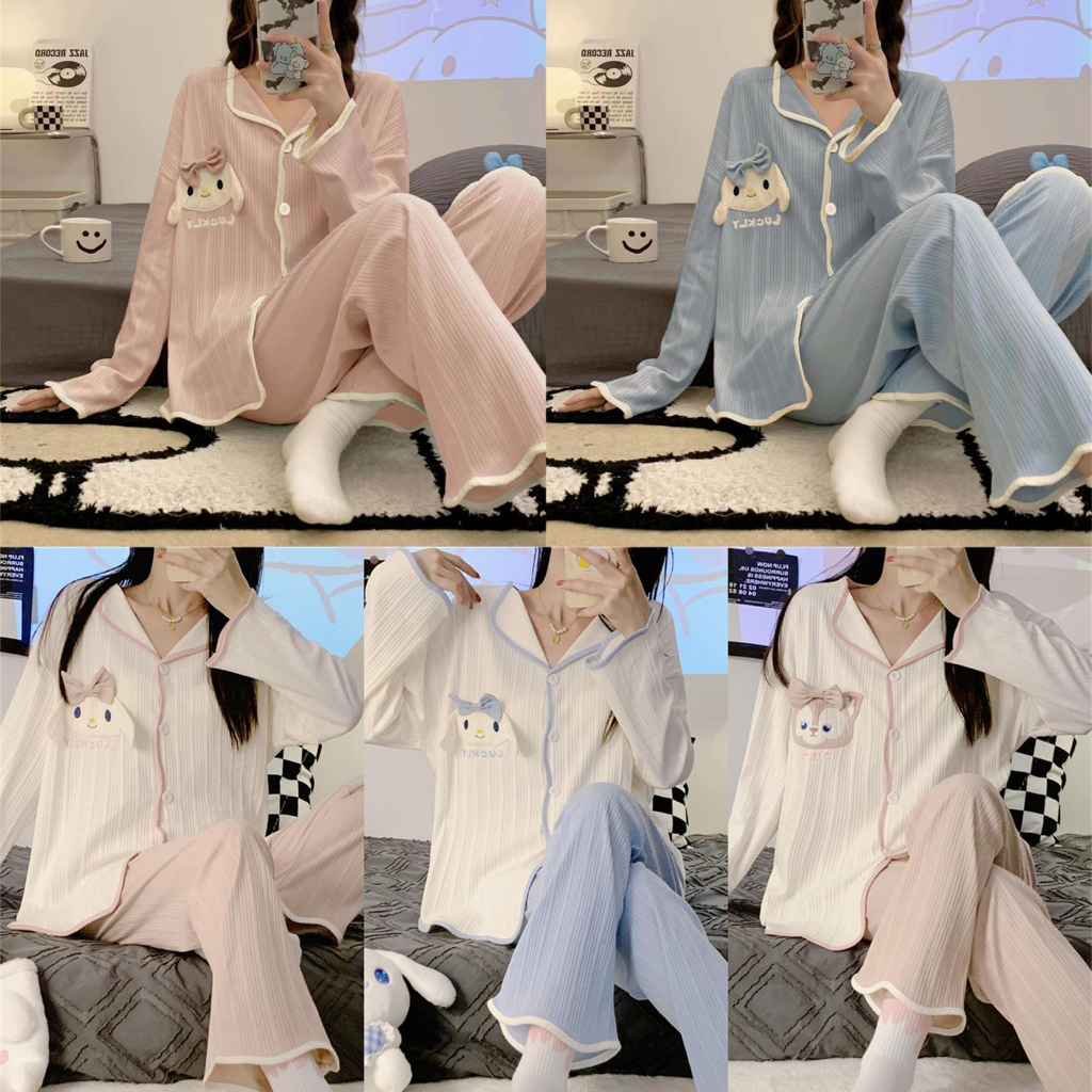 Bộ Đồ Ngủ Pijama Tay Dài In Hình Chú Chó Yugui Dễ Thương Thời Trang Xuân Thu 2023