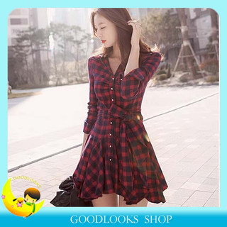 Đầm dài tay kiểu cài nút trước thời trang cá tính cho nữ
