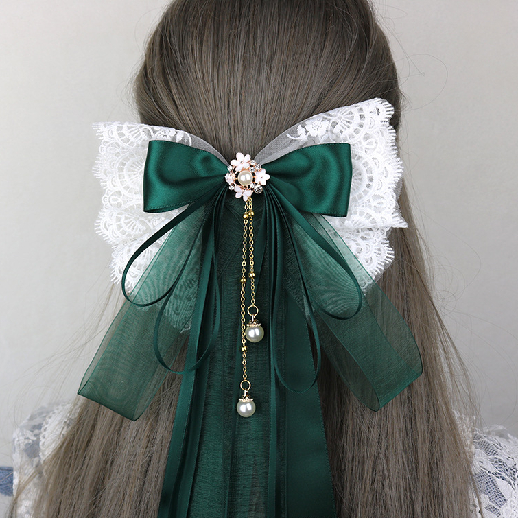 Kẹp Tóc Phối Ren Phong Cách Lolita Nhật Bản Dễ Thương
