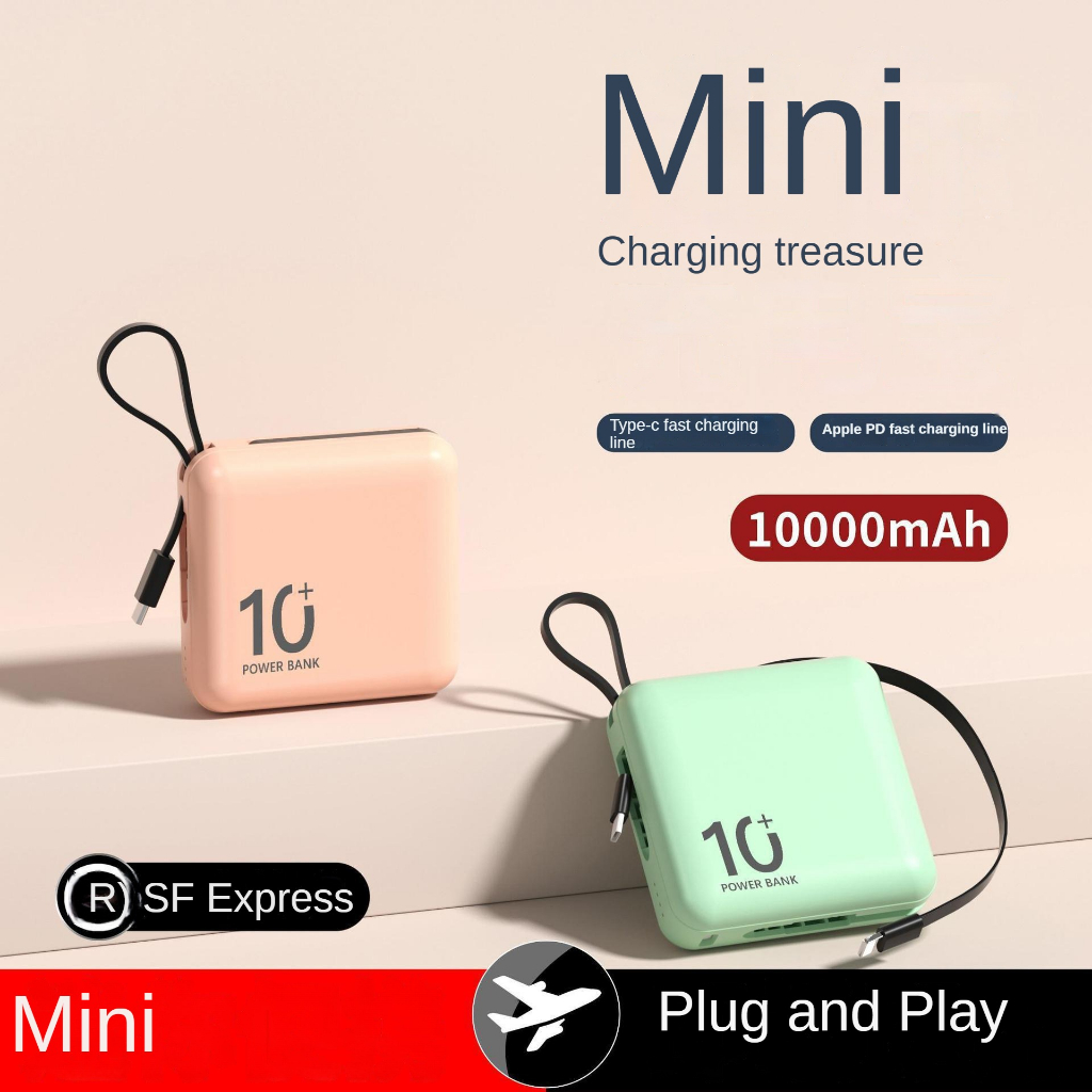 Pin Sạc Dự Phòng 10000mah Mini Kèm Dây Cáp Cho iPhone