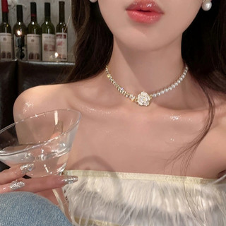 Dây Chuyền Ngọc Trai Hình Hoa Trà Sang Trọng Cho Nữ