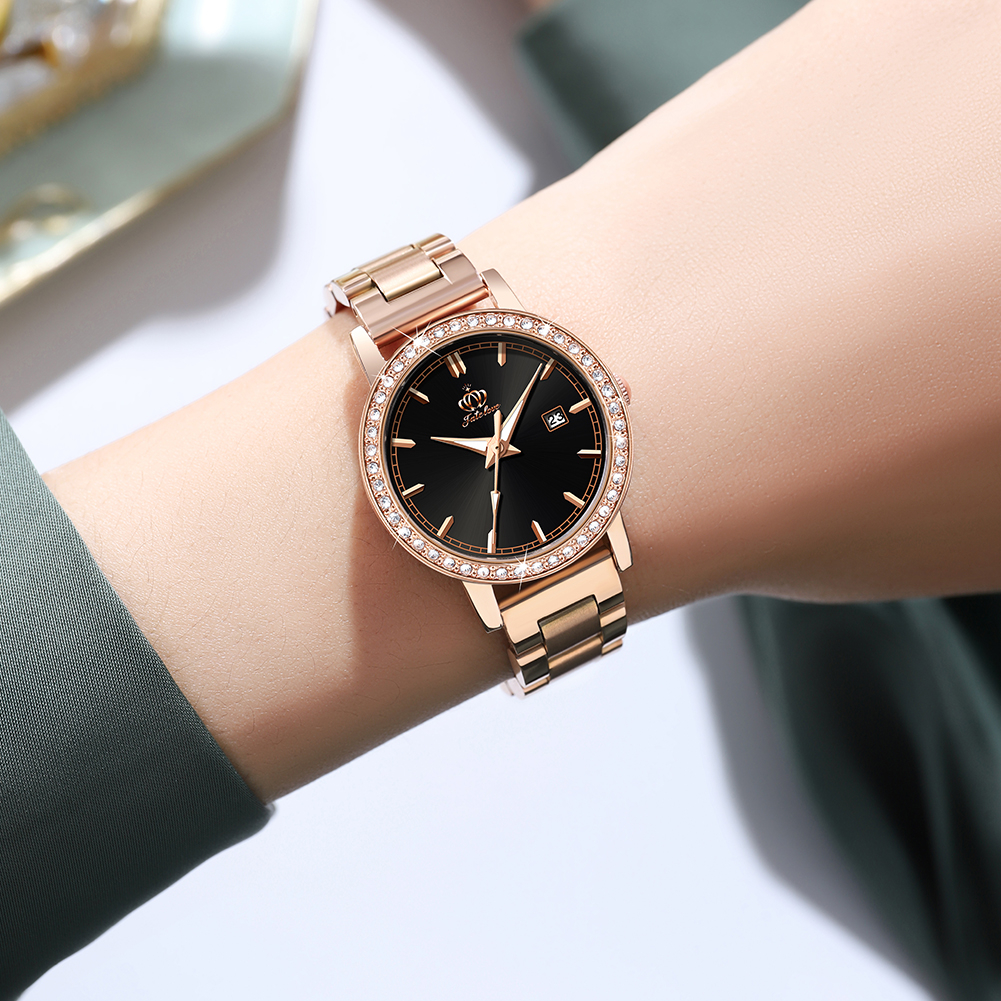 FATE LOVE Đồng hồ nữ chính hãng Dây đeo bằng thép không gỉ chức năng phát sáng Chống thấm nước 903