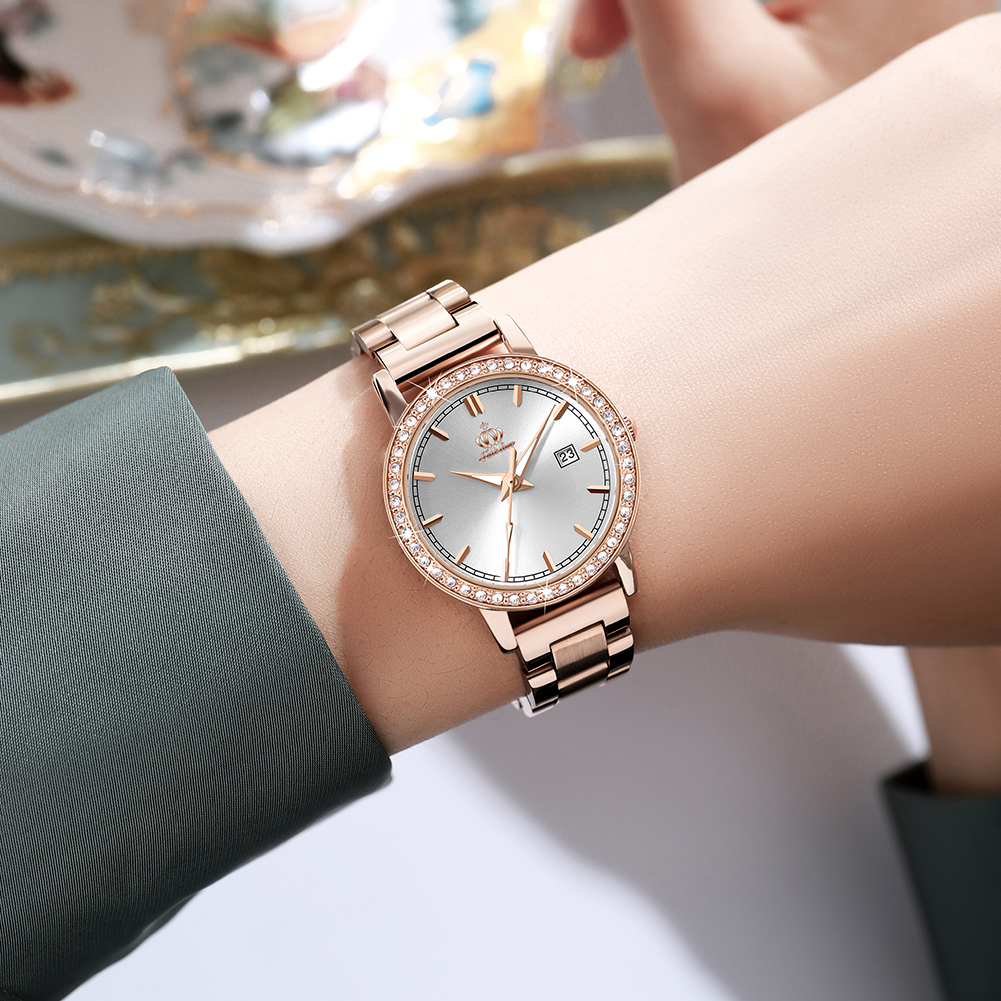 FATE LOVE Đồng hồ nữ chính hãng Dây đeo bằng thép không gỉ chức năng phát sáng Chống thấm nước 903