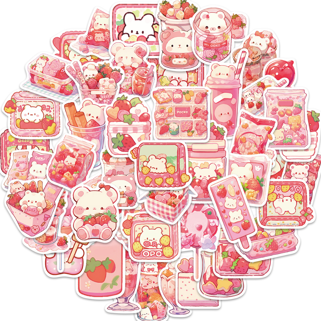 Bộ 50 Miếng Dán Chống Thấm Nước Họa Tiết Graffiti Dễ Thương Dùng Trang Trí Vali / Laptop / Xe Hơi / Ván Trượt