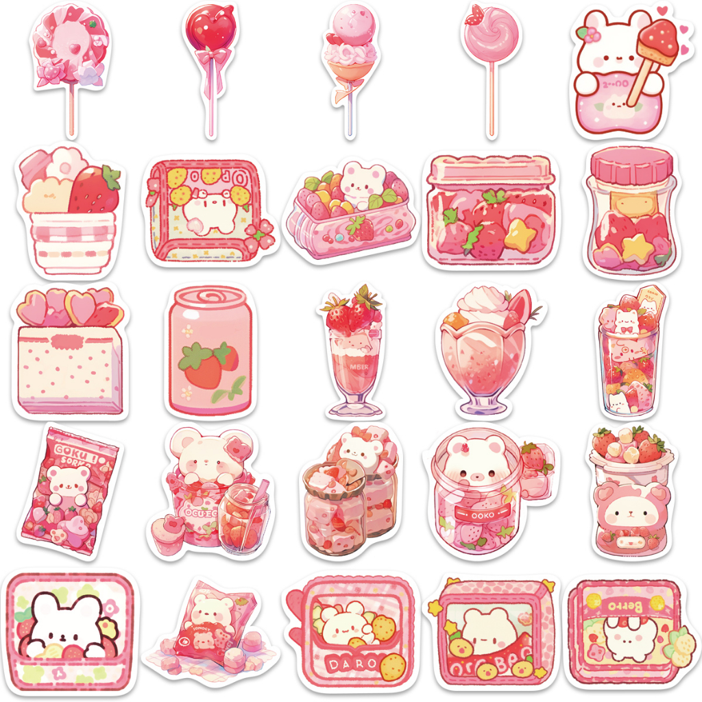 Bộ 50 Miếng Dán Chống Thấm Nước Họa Tiết Graffiti Dễ Thương Dùng Trang Trí Vali / Laptop / Xe Hơi / Ván Trượt