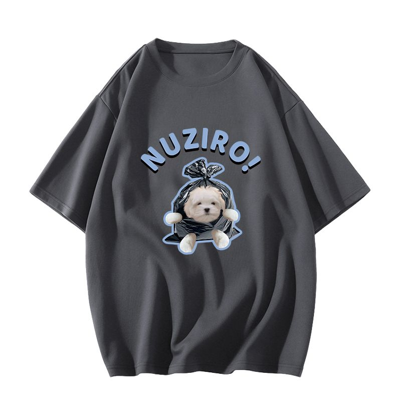 Áo Thun Tay Ngắn Chất Liệu 100% Cotton Cao Cấp Họa Tiết Chú Chó Đáng Yêu Thời Trang Dành Cho Nữ 100%