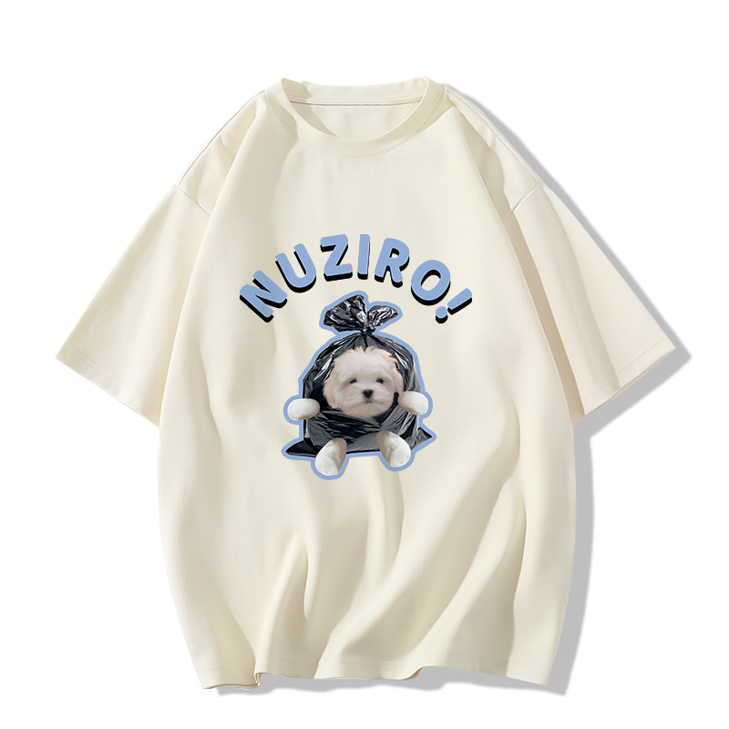 Áo Thun Tay Ngắn Chất Liệu 100% Cotton Cao Cấp Họa Tiết Chú Chó Đáng Yêu Thời Trang Dành Cho Nữ 100%