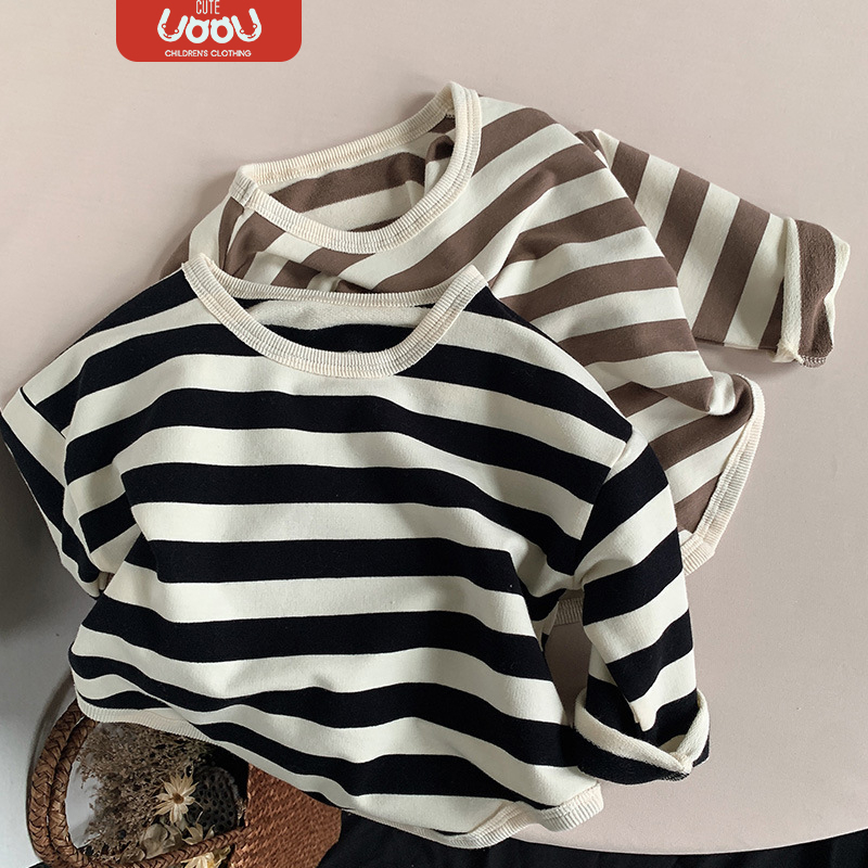 Áo thun dài tay sọc thời trang mới mùa xuân thu phiên bản Hàn Quốc dành cho trẻ em