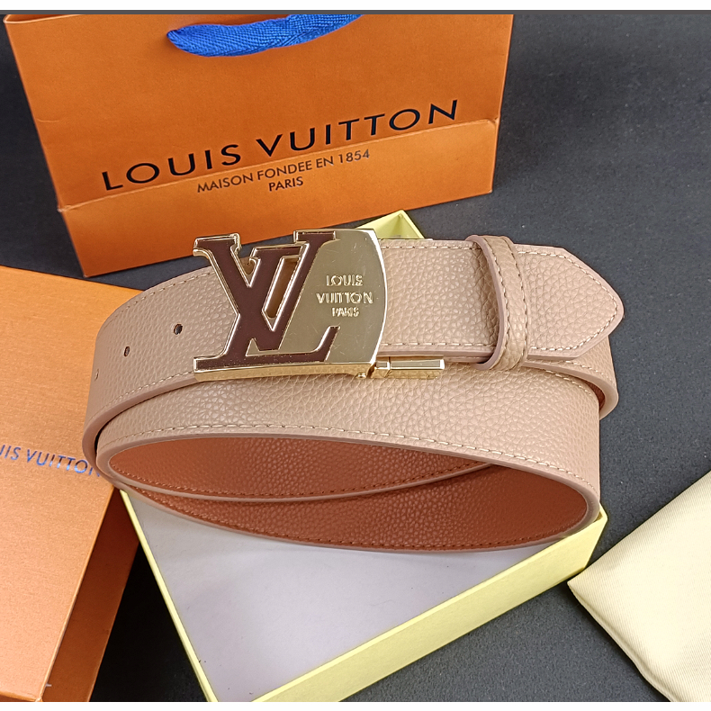 Hàng Có Sẵn Thắt Lưng Da Louis Vuitton Hai Mặt Khóa Kẹp Đuôi Họa Tiết Vỏ Quả Vải Trẻ Trung Dành Cho Nam