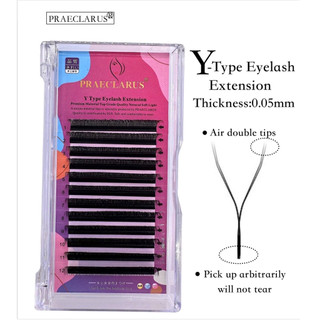 PRAECLARUS  Hộp Lông Mi Giả Hình Chữ Y 0.05mm Mềm Mịn Tự Nhiên.Y loại lông mi mở rộng độ dày 0.05mm Chất liệu chất lượng cao đôi đầu chồn lông YY loại lông mi mở rộng tự nhiên mềm mại công cụ trang điểm