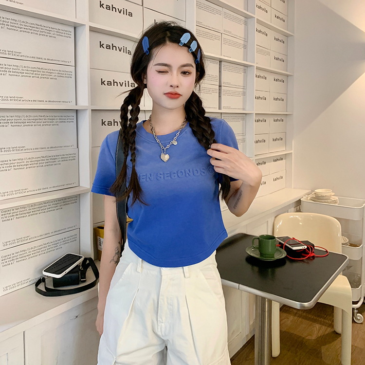 Áo Thun Tay Ngắn Dáng Ôm In Chữ Màu gradient Thời Trang Mùa Hè Phong Cách Hàn Quốc