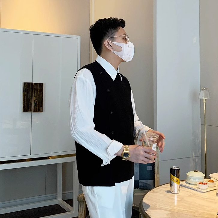 Hàng Mới Về Mới Áo Sweater Sát Nách Màu Sáng Phong Cách Hàn Quốc Thời Trang Thu Đông Cho Nam [05