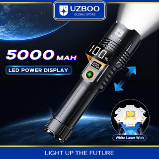 Uzboo đèn pin hợp kim nhôm đèn pin sạc usb đèn pin siêu sáng zoom led chiếu sáng chống nước 4000mh có sạc điện thoại