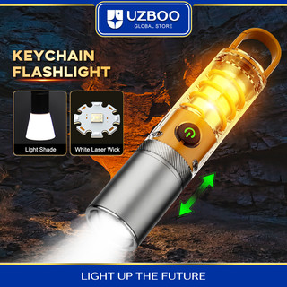 Uzboo đèn pin chống nước có thể phóng to đèn pin móc khóa usb có thể sạc lại đèn led chống nước ip55 năm chế độ đèn led đèn pin