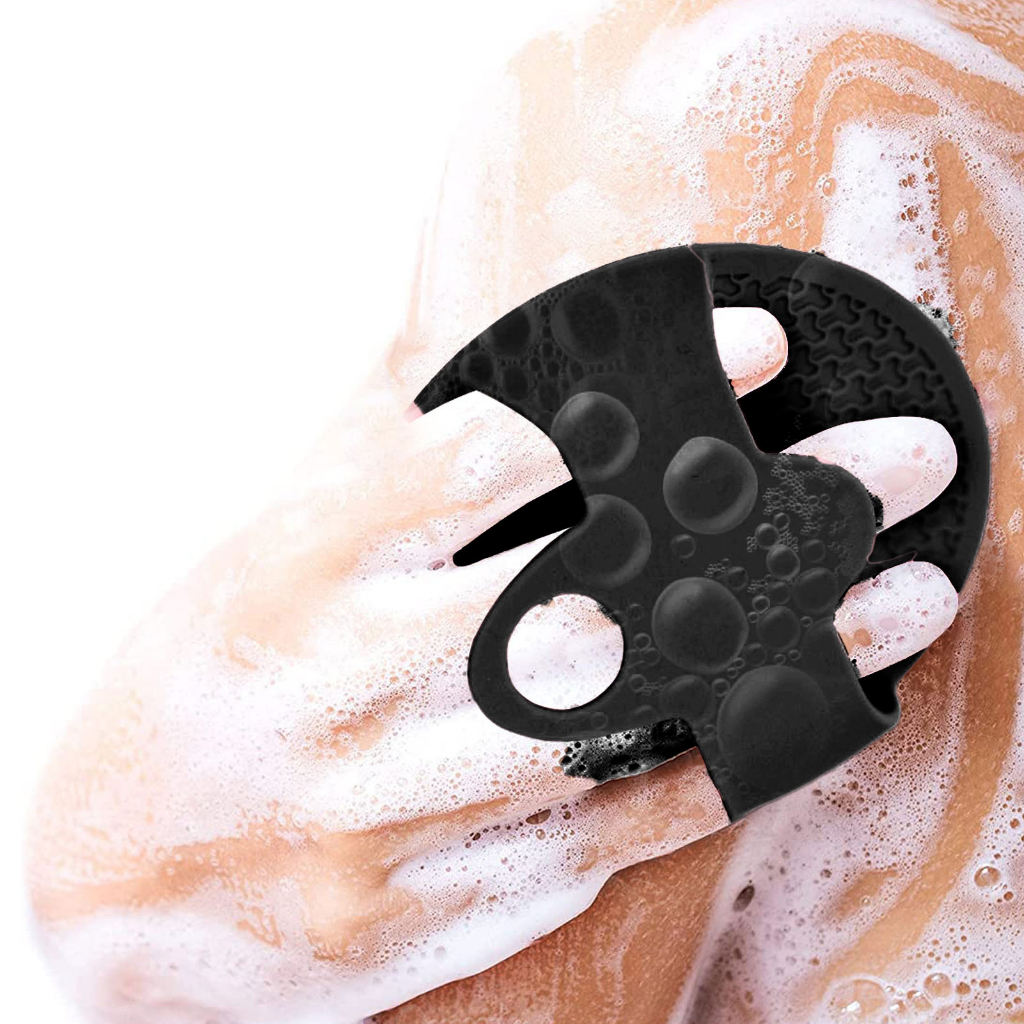 Bàn chải cơ thể silicon Bath Body Scrubber Tẩy tế bào chết nhẹ nhàng tròn màu đen đa chức năng