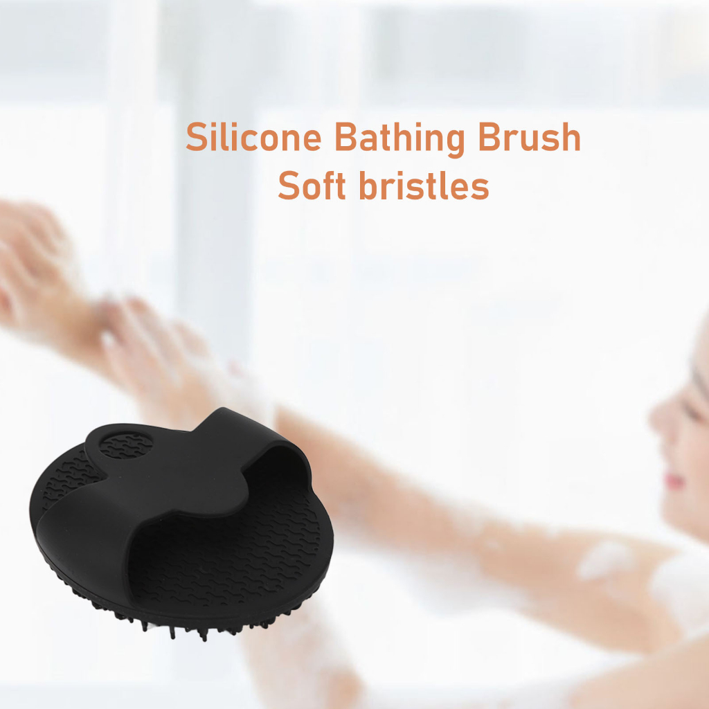 Bàn chải cơ thể silicon Bath Body Scrubber Tẩy tế bào chết nhẹ nhàng tròn màu đen đa chức năng