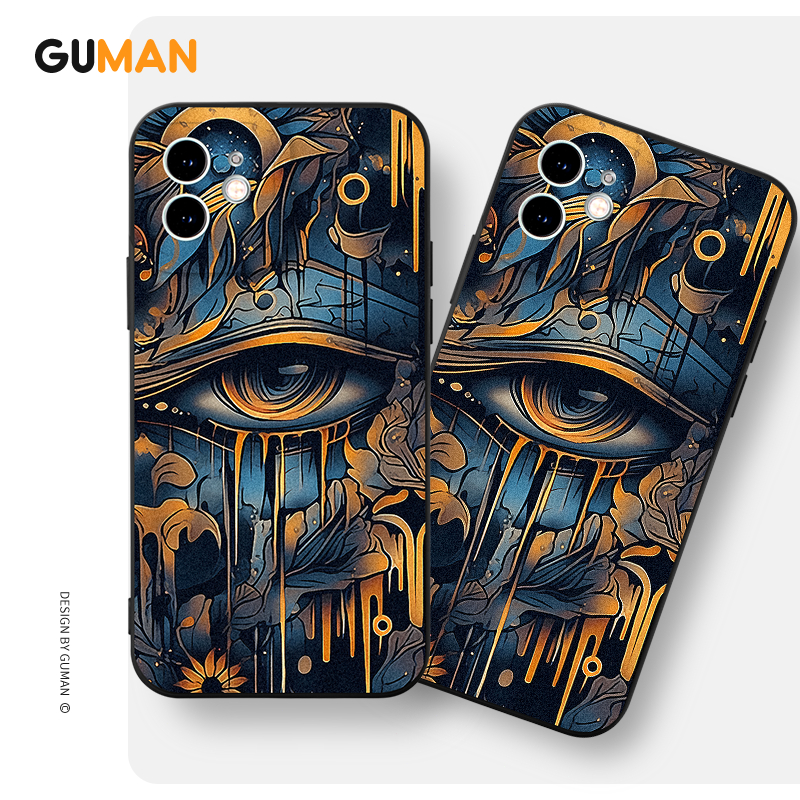 Ốp lưng GUMAN mềm ngầu đen dễ thương đẹp cho iPhone 15 14 13 12 11 Pro Max SE 2020 X XR XS 8 7 ip 6S 6 Plus kute xyb2099