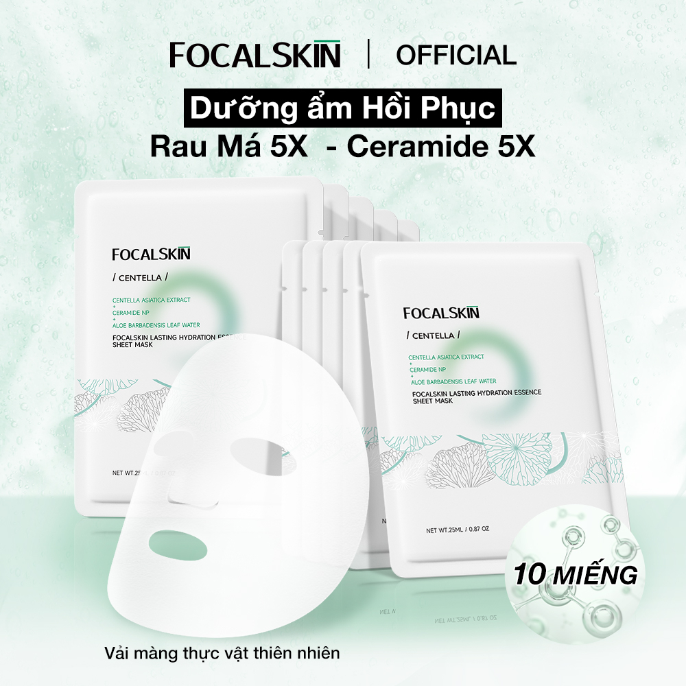 【COMBO 10 MIẾNG】 Mặt Nạ RAU MÁ FOCALSKIN 5X Niacinamide 5X Cấp Nước Giữ Ẩm 25ml